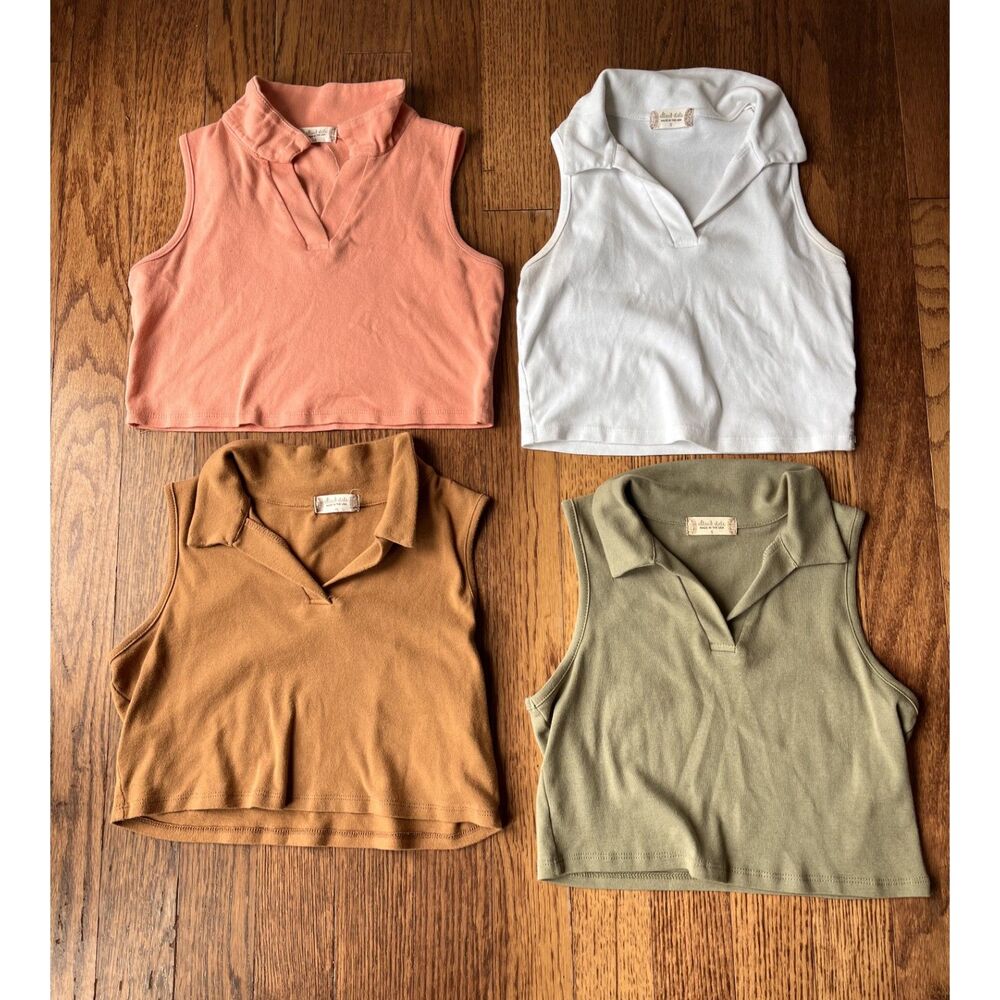 Set of 4 Altar'd State Collared Crop Tanks - Women's Size Small